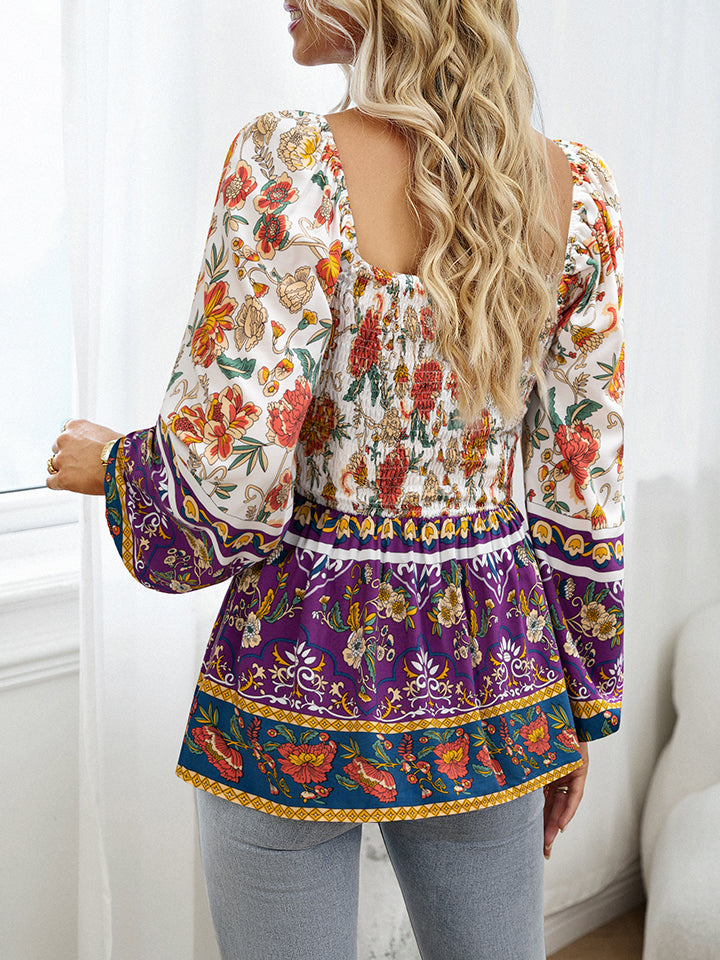 Square Neck Printed Blouse