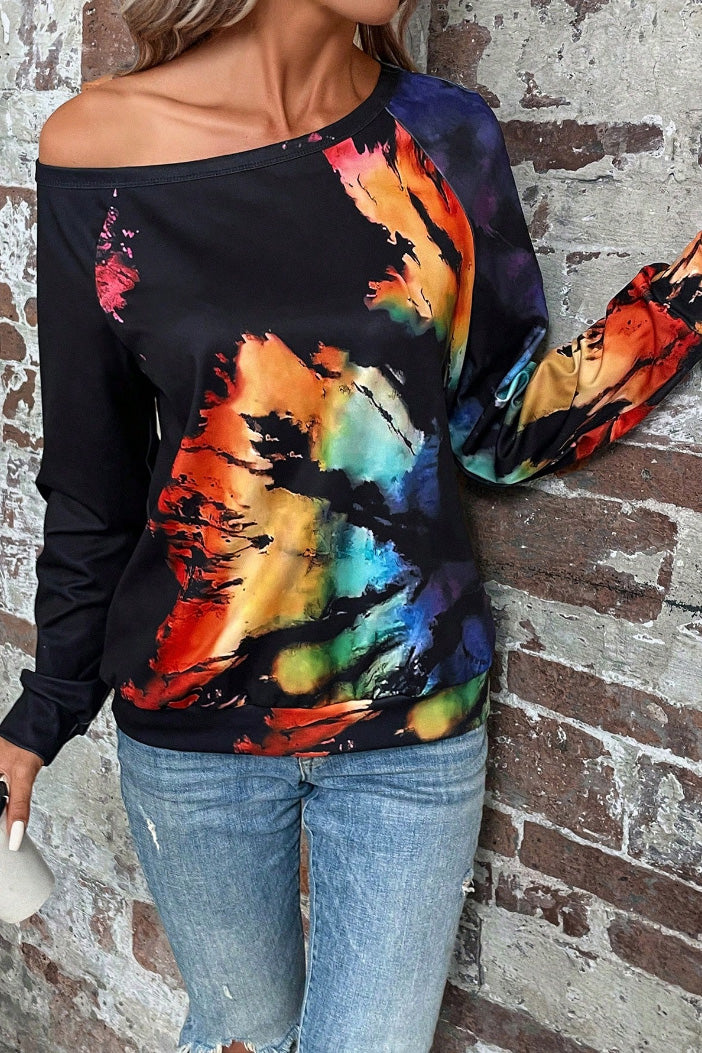 Tie-Dye Boat Neck Sweatshirt