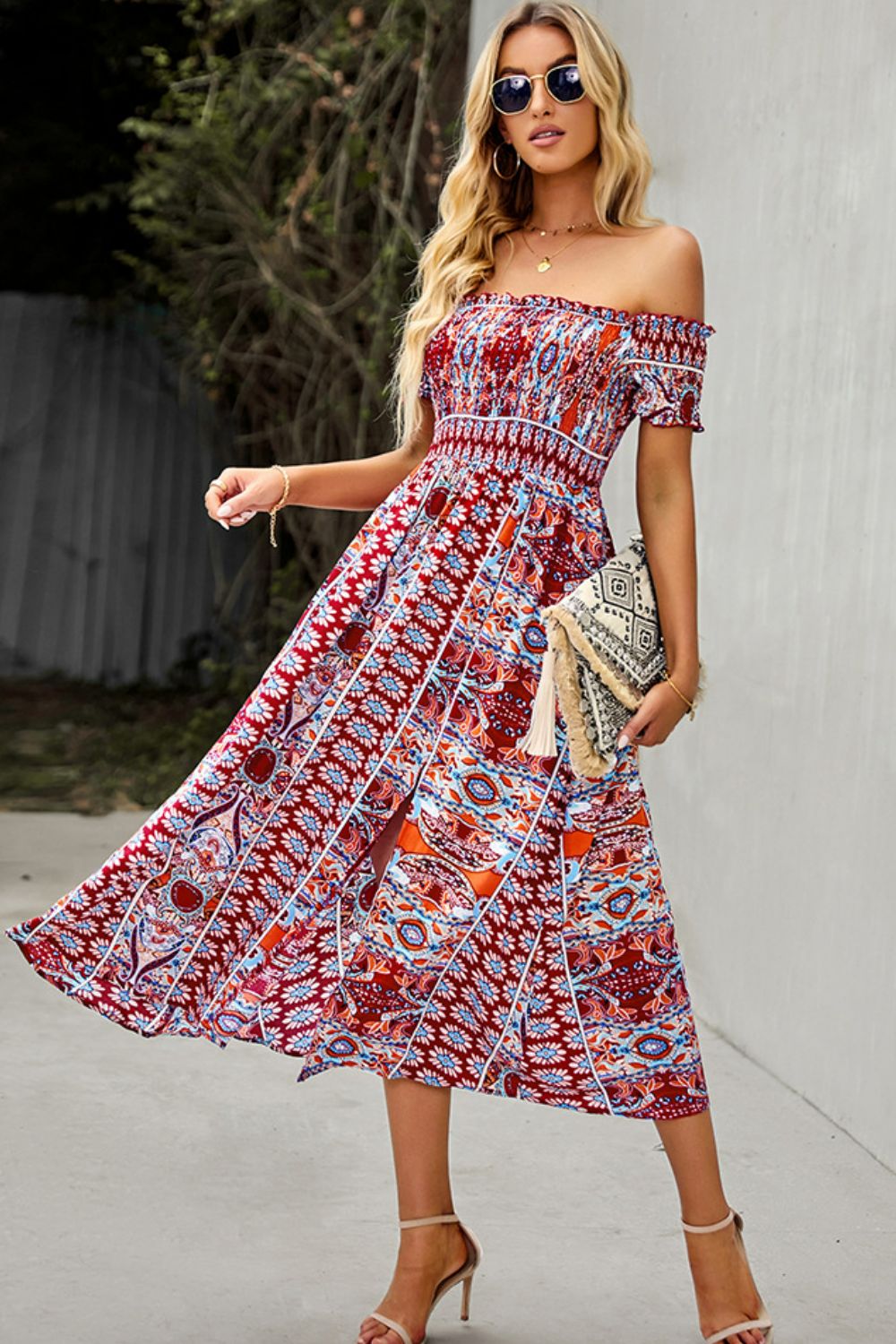 Boho frill clearance dress