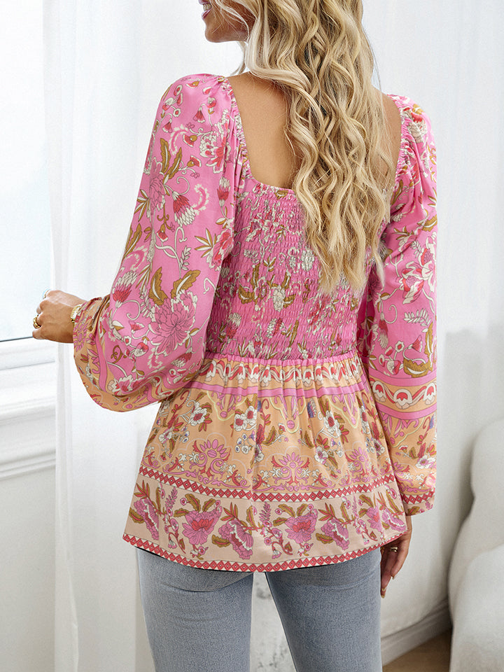 Square Neck Printed Blouse